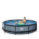 Piscina EXIT Stone &oslash;360x76cm con bomba de depuraci&oacute;n, color gris