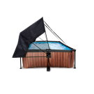 Piscina EXIT Wood 220x150x65cm con bomba de depuración y toldo, color marrón