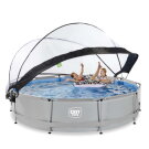 Piscina EXIT Soft Grey &oslash;360x76cm con bomba de depuraci&oacute;n y c&uacute;pula, color gris