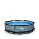 Piscina EXIT Stone ø300x76cm con bomba de depuración, color gris