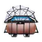 Piscina EXIT Wood 540x250x100cm con bomba de filtrado de arena y cúpula, color marrón