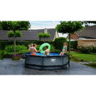 Piscina EXIT Stone ø300x76cm con bomba de depuración y cúpula, color gris