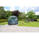 Piscina EXIT Black Leather ø360x122cm con bomba de filtrado de arena y cúpula y set de accesorios, color negro