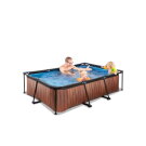 Piscina EXIT Wood 220x150x65cm con bomba de depuración, color marrón