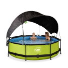 Piscina EXIT Lime ø300x76cm con bomba de depuración y toldo, color verde