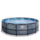Piscina EXIT Stone ø450x122cm con bomba de filtrado de arena, color gris