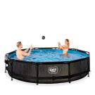 Piscina EXIT Black Wood &oslash;360x76cm con bomba de depuraci&oacute;n y c&uacute;pula, color negro