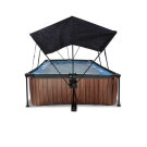 Piscina EXIT Wood 300x200x65cm con bomba de depuraci&oacute;n y toldo, color marr&oacute;n