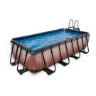 Piscina EXIT Wood 400x200x100cm con bomba de depuración, color marrón