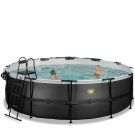 EXIT Black Leather pool ø488x122cm with sand filter pump and dome and heat pump - black