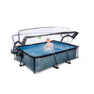 Piscina EXIT Stone 220x150x65cm con bomba de depuraci&oacute;n y c&uacute;pula, color gris