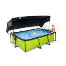 Piscina EXIT Lime 220x150x65cm con bomba de depuración y toldo, color verde