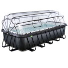 Piscina EXIT Black Leather 540x250x122cm con bomba de filtrado de arena y cúpula, color negro
