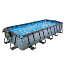 Piscina EXIT Stone 540x250x100cm con bomba de filtrado de arena y c&uacute;pula y bomba de calor, color gris