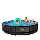 Piscina EXIT Black Wood &oslash;360x76cm con bomba de depuraci&oacute;n, color negro