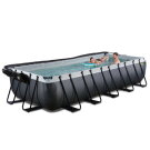 Piscina EXIT Black Leather 540x250x100cm con bomba de filtrado de arena y cúpula y bomba de calor, color negro