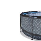 Piscina EXIT Stone ø360x122cm con bomba de filtrado de arena, color gris