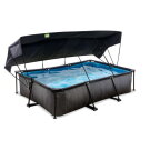 Piscina EXIT Black Wood 300x200x65cm con bomba de depuración y toldo, color negro