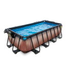 Piscina EXIT Wood 400x200x100cm con bomba de filtrado de arena y cúpula, color marrón