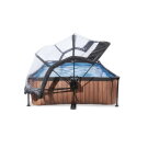 Piscina EXIT Wood 300x200x65cm con bomba de depuración y cúpula, color marrón