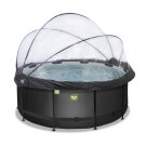Piscina EXIT Black Leather ø360x122cm con bomba de filtrado de arena y cúpula y bomba de calor, color negro