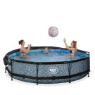 Piscina EXIT Stone ø360x76cm con bomba de depuración y toldo, color gris