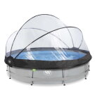 Piscina EXIT Soft Grey &oslash;360x76cm con bomba de depuraci&oacute;n y c&uacute;pula, color gris