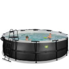Piscina EXIT Black Leather ø488x122cm con bomba de filtrado de arena y cúpula y bomba de calor, color negro