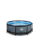 Piscina EXIT Stone ø244x76cm con bomba de depuración, color gris