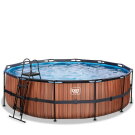 Piscina EXIT Wood ø488x122cm con bomba de depuración, color marrón