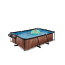 Piscina EXIT Wood 220x150x65cm con bomba de depuraci&oacute;n y c&uacute;pula, color marr&oacute;n