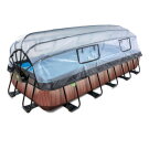 Piscina EXIT Wood 540x250x100cm con bomba de filtrado de arena y cúpula, color marrón