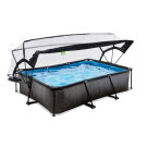 Piscina EXIT Black Wood 300x200x65cm con bomba de depuración y cúpula, color negro
