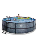 Piscina EXIT Stone ø427x122cm con bomba de filtrado de arena, color gris
