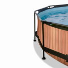 Piscina EXIT Wood ø300x76cm con bomba de depuración y cúpula, color marrón
