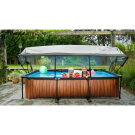 Piscina EXIT Wood 300x200x65cm con bomba de depuración y cúpula, color marrón