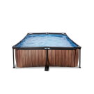 Piscina EXIT Wood 300x200x65cm con bomba de depuración, color marrón