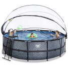 Piscina EXIT Stone ø450x122cm con bomba de filtrado de arena y cúpula, color gris
