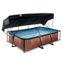 Piscina EXIT Wood 300x200x65cm con bomba de depuraci&oacute;n y toldo, color marr&oacute;n
