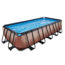 EXIT Wood pool 540x250x122cm with sand filter pump - brown