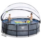 Piscina EXIT Stone ø450x122cm con bomba de filtrado de arena y cúpula, color gris
