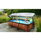 Piscina EXIT Wood 300x200x65cm con bomba de depuración y cúpula, color marrón