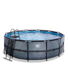 Piscina EXIT Stone ø427x122cm con bomba de filtrado de arena, color gris