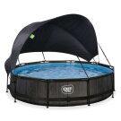 Piscina EXIT Black Wood &oslash;360x76cm con bomba de depuraci&oacute;n y toldo, color negro