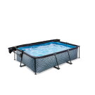 Piscina EXIT Stone 220x150x65cm con bomba de depuración y toldo, color gris