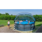 Piscina EXIT Black Leather &oslash;450x122cm con bomba de filtrado de arena y c&uacute;pula y set de accesorios, color negro