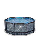 Piscina EXIT Stone ø360x122cm con bomba de filtrado de arena, color gris