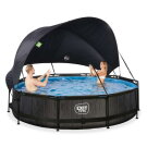 Piscina EXIT Black Wood &oslash;360x76cm con bomba de depuraci&oacute;n y toldo, color negro