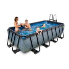 Piscina EXIT Stone 400x200x100cm con bomba de depuración, color gris