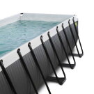 Piscina EXIT Black Leather 540x250x100cm con bomba de filtrado de arena y cúpula y bomba de calor, color negro